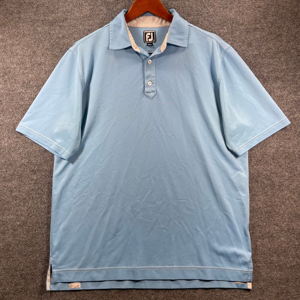 FootJoy Athletic Fit Polo Shirt Men's Large Blue Casual Stretch Golfing READ